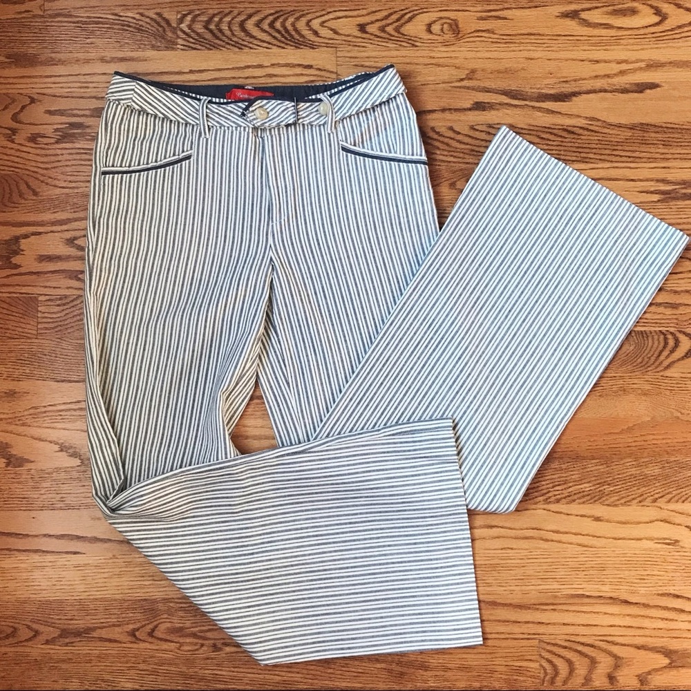 Anthropologie Navy and White Pinstripe Pants